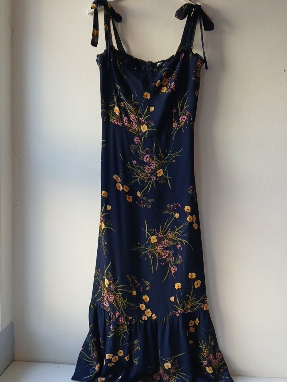 Reformation Midi Dress Navy Blue Floral Print Women's 8